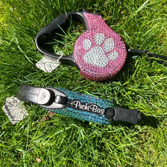 New 230$ Swarovski crystal elements Puchi LeadsPink with 🐾 Teal no 🐾